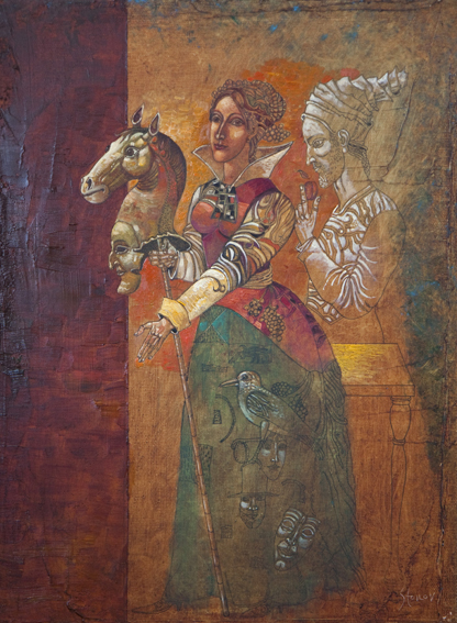 Commedia dell´arte V,  oil on canvas,  40 x 30 cm.